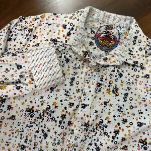 Robert Graham Classic Fit Flip Cuff Button Up Abstract White Sz 2XL Casual Artsy
